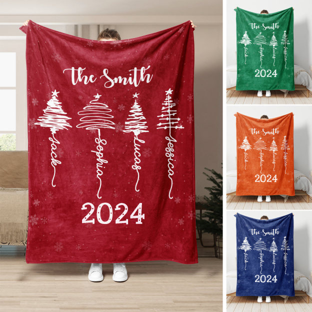 Personalized Christmas Tree Soft Blanket Beepumpkin