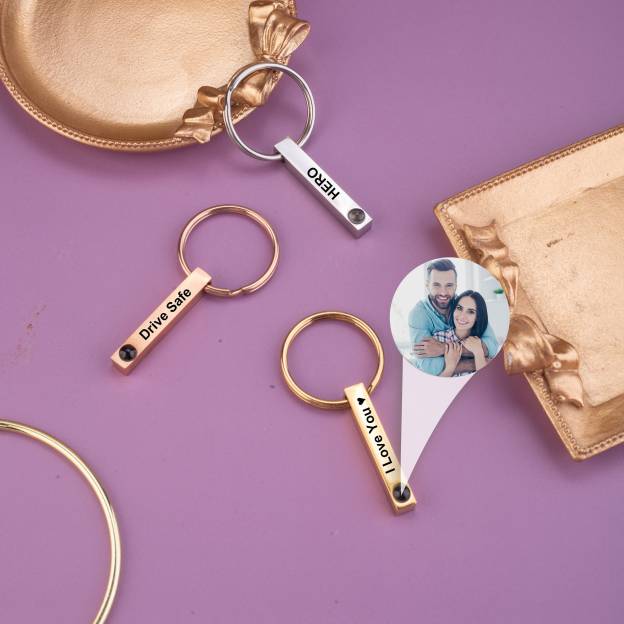 Personalized Memorial Picture Keychain Bar Keyring
