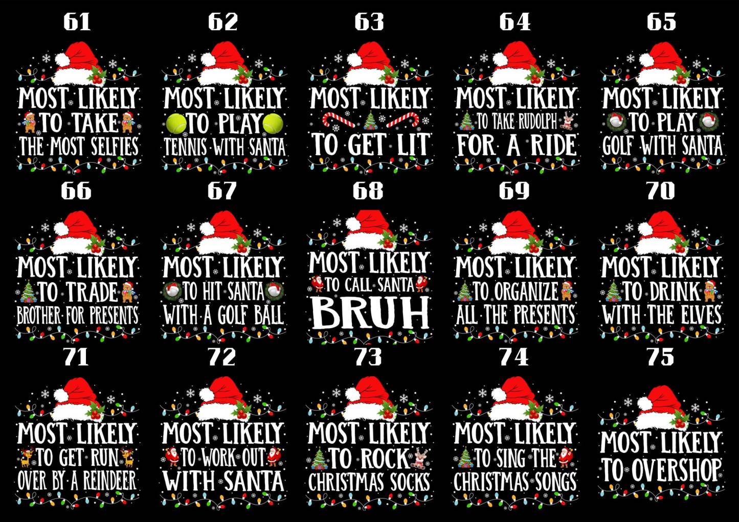 Most Likely Christmas Santa Hat Family Matching T-Shirts Beepumpkin