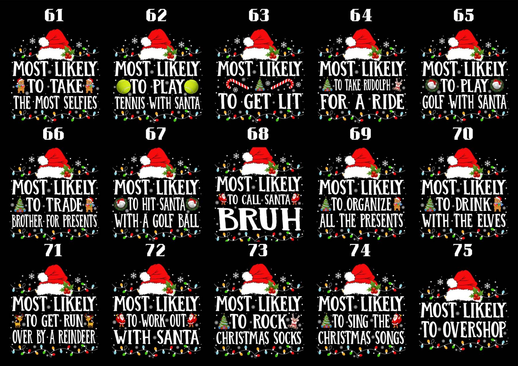 Most Likely Christmas Santa Hat Family Matching T-Shirts Beepumpkin