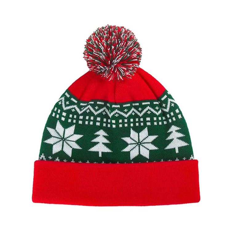 Christmas Red Snowflake Knitted Hat