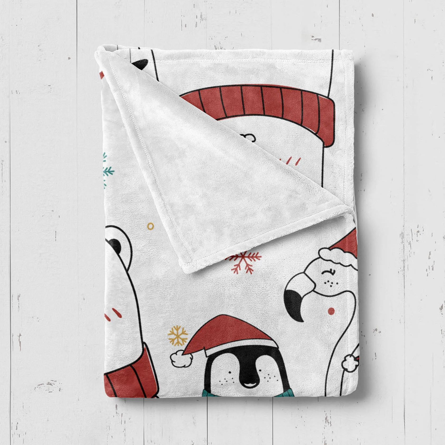 Personalized Bear and Penguin Christmas Blanket Beepumpkin