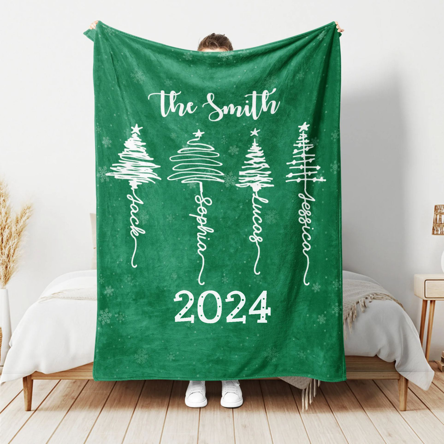 Personalized Christmas Tree Soft Blanket Beepumpkin