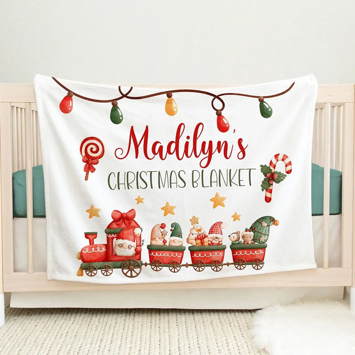 Christmas Train Personalized Blanket Beepumpkin