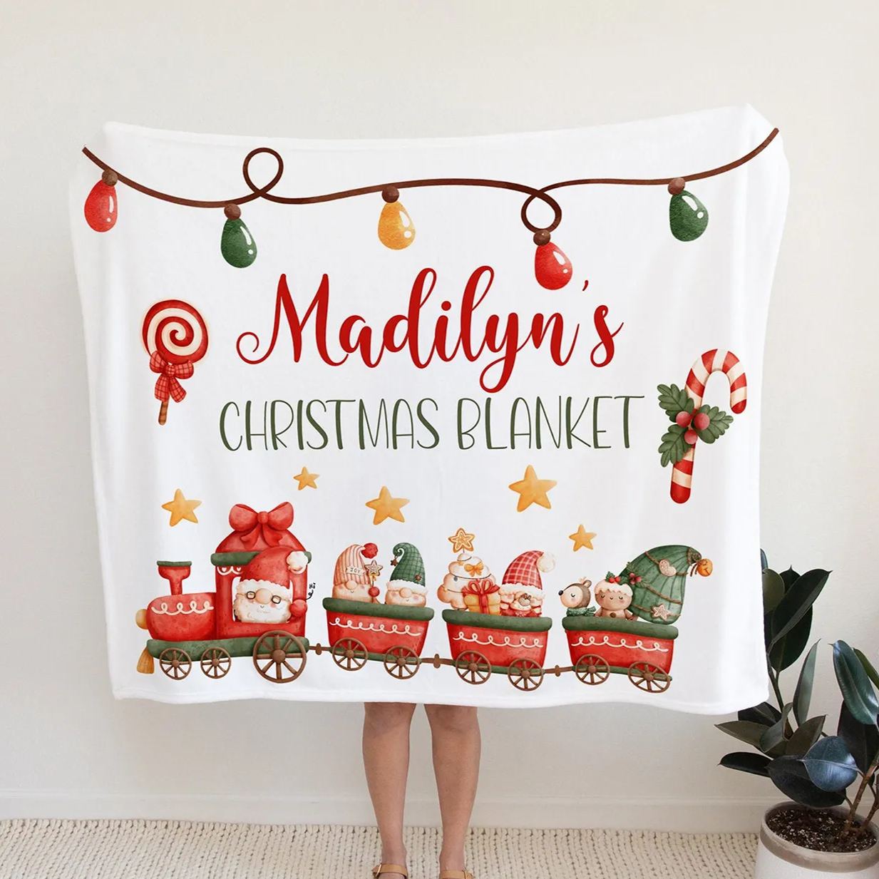 Christmas Train Personalized Blanket Beepumpkin SaleBeepumpkin™