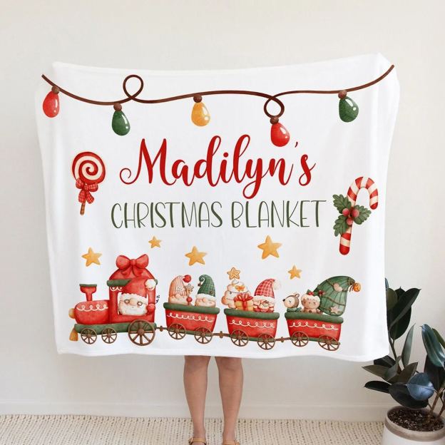 Christmas Train Personalized Blanket Beepumpkin