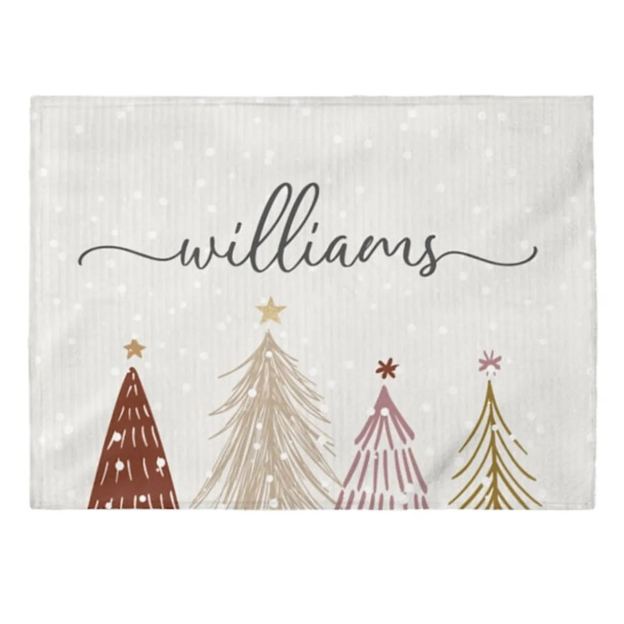 Custom Name Christmas Tree Cream Blanket  Beepumpkin