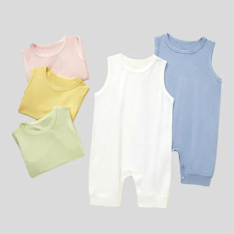 NEW! Sleeveless Nickname Personalized Silky Baby Romper For Boys And Girls