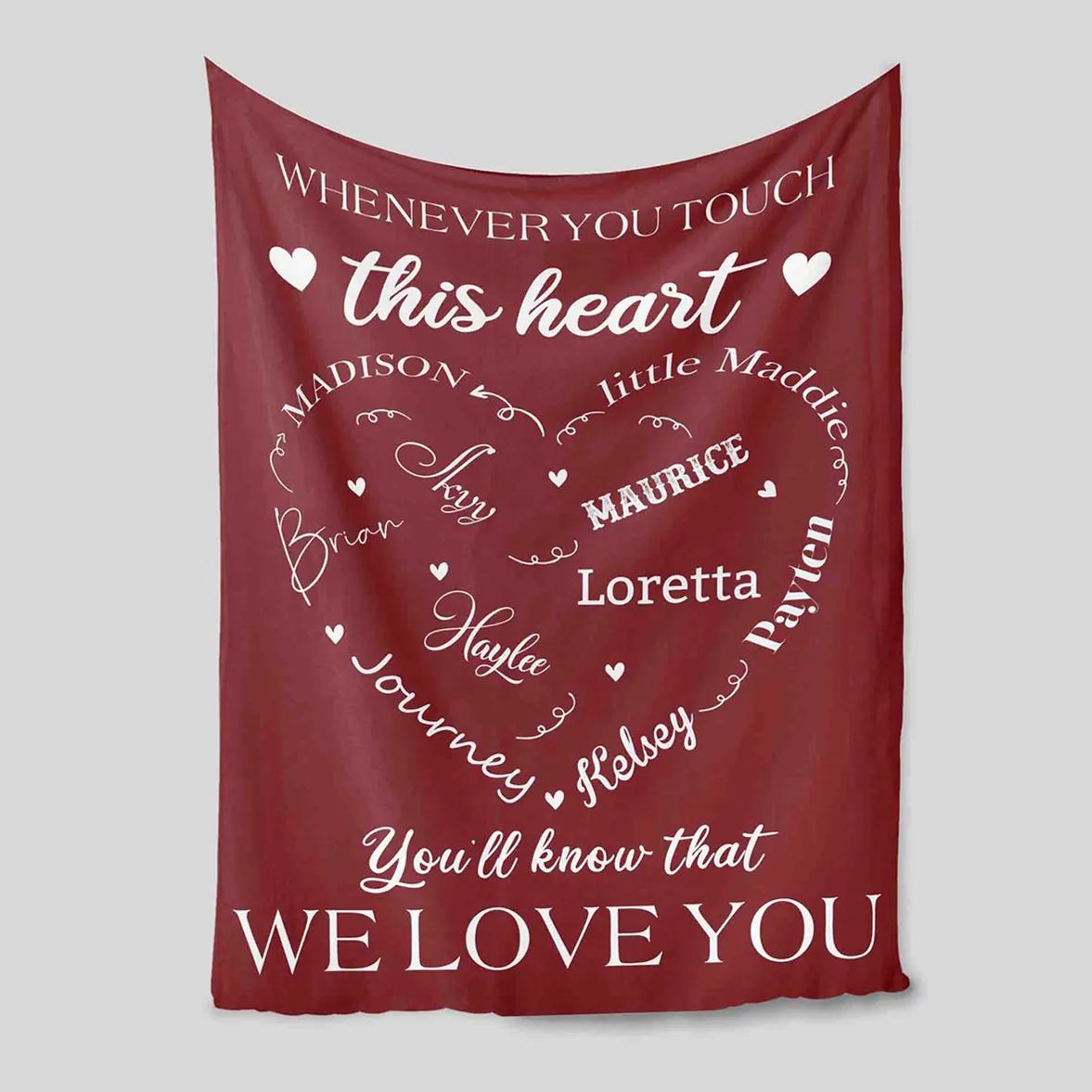 Personalized Name Heart Blanket