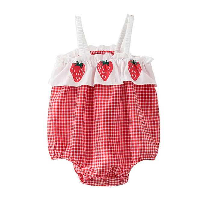 Strawberry Plaid Valentine's Day Baby Coming Home Bodysuit