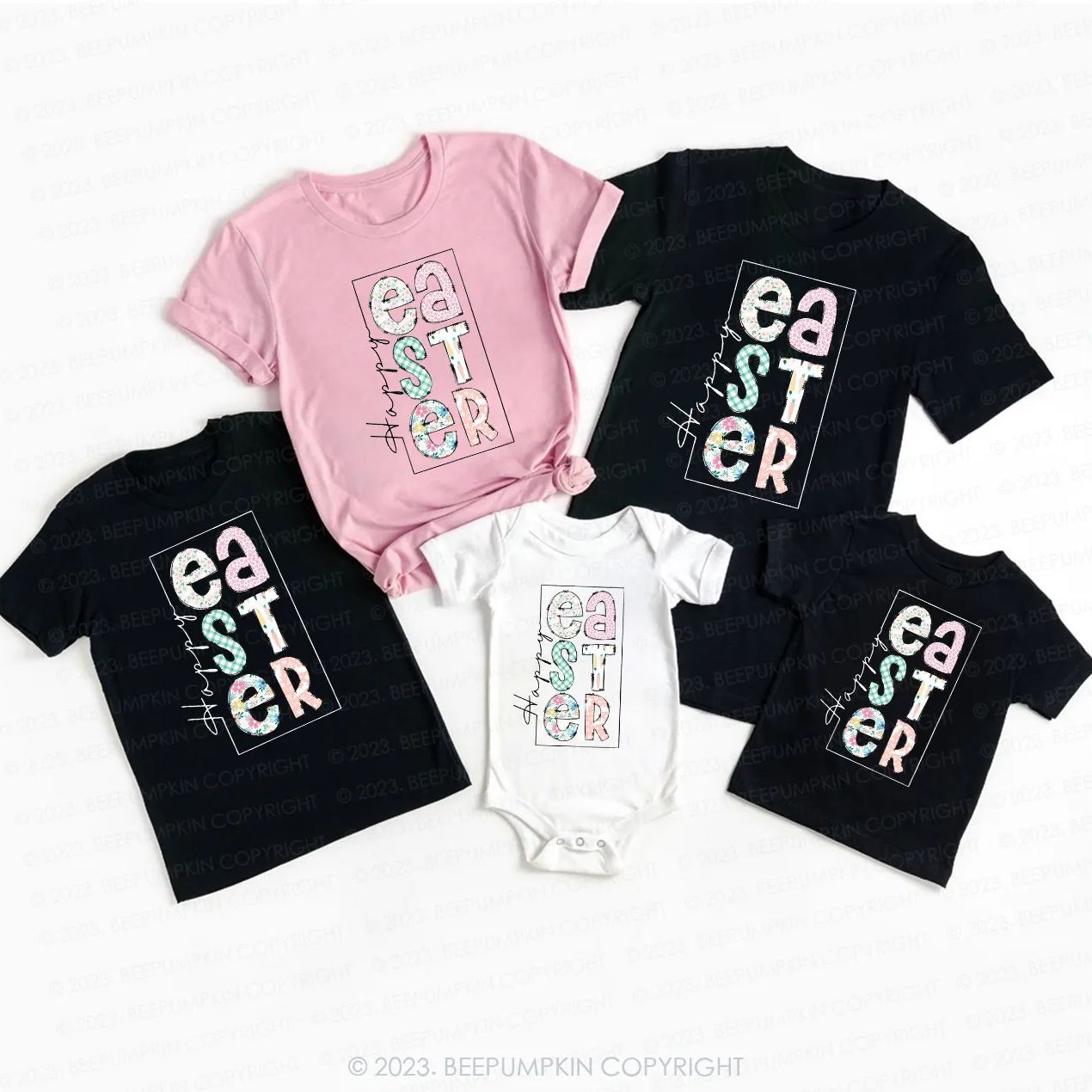 Happy Easter Pattern Font Matching Shirts