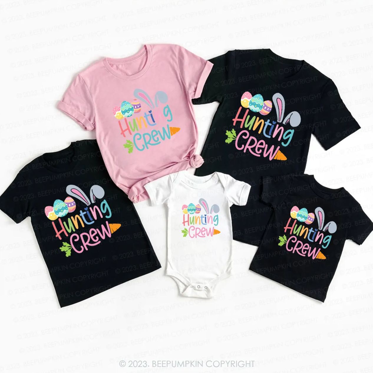Hunting Crew Bunny Eggs Matching Group Easter Shirts