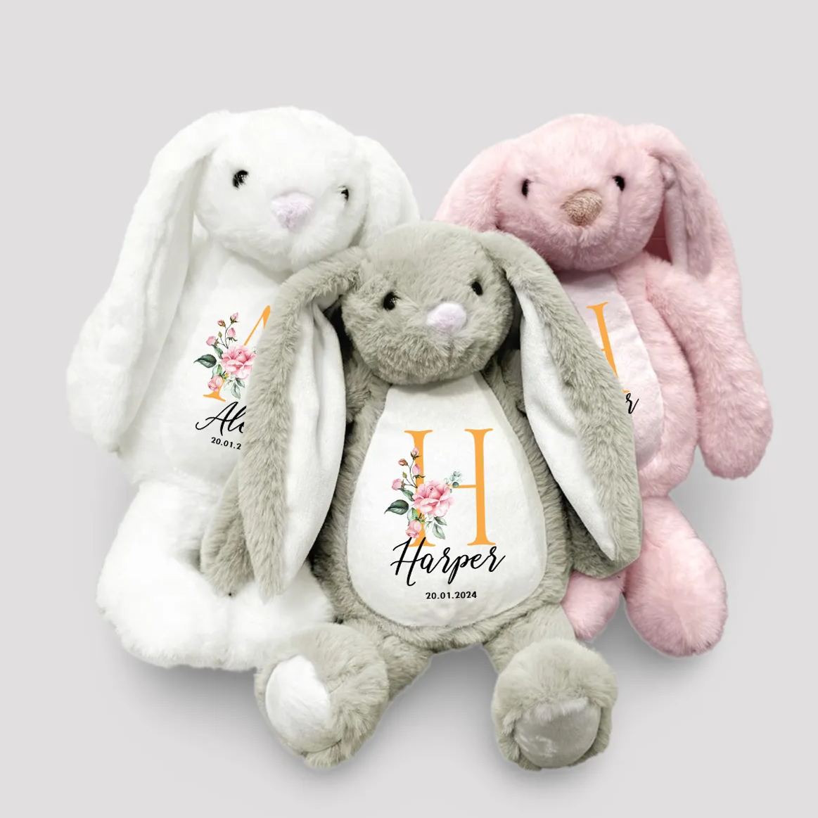 Personalised Name Plush Bunny Rabbit Baby Shower Gift