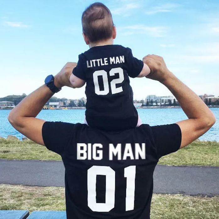 Matching Dad & Baby Personalized Last Name Shirt & Baby Bodysuit