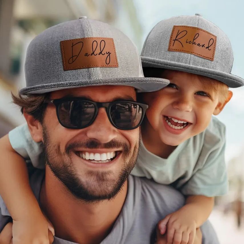  UPF 30+ Snapback Hat Vegan Leather Patch(hat cap)