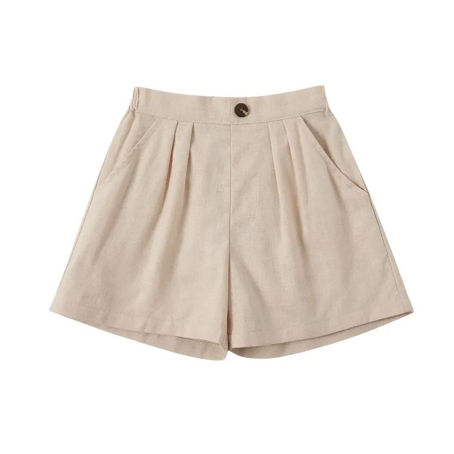 Breathable Cotton Linen Shorts For Toddler Kids