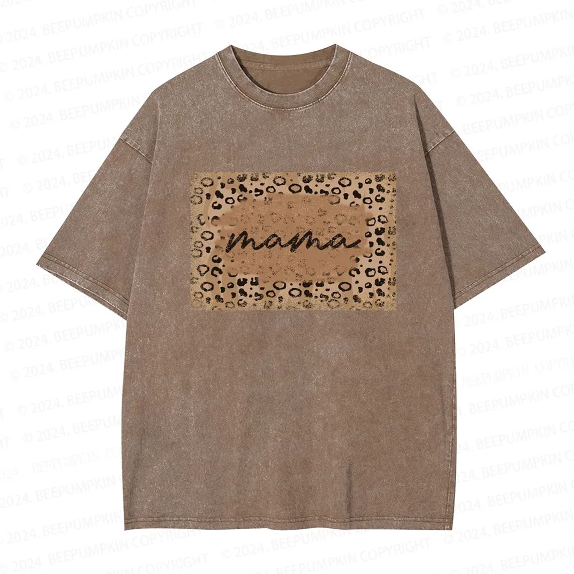Leopard Print Mama Washed T-Shirts 
