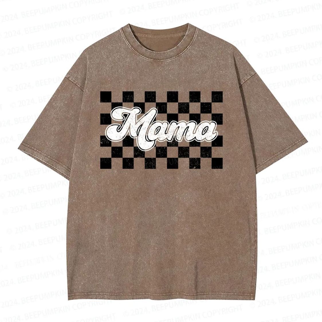 Checkered Cool Mama Washed T-Shirts Sale-Beepumpkin™
