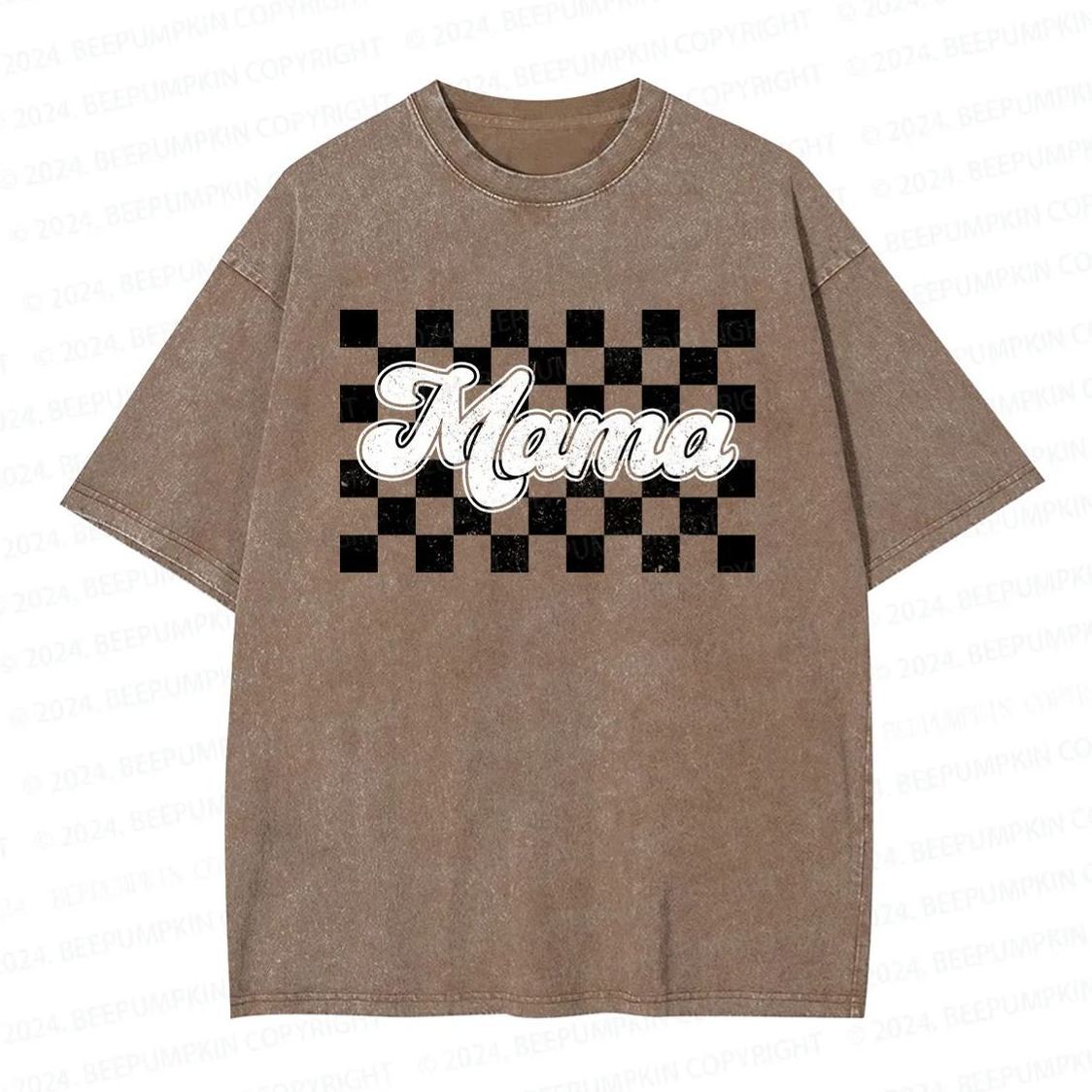 Checkered Cool Mama Washed T-Shirts 