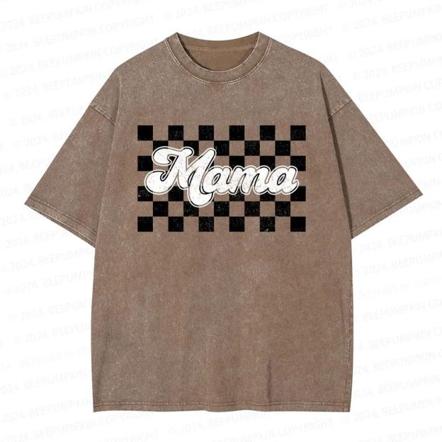 Checkered Cool Mama Washed T-Shirts 