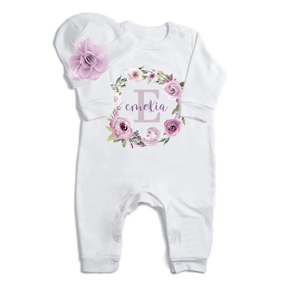 Personalized Baby Girl Going Home Outfit Purple Florals