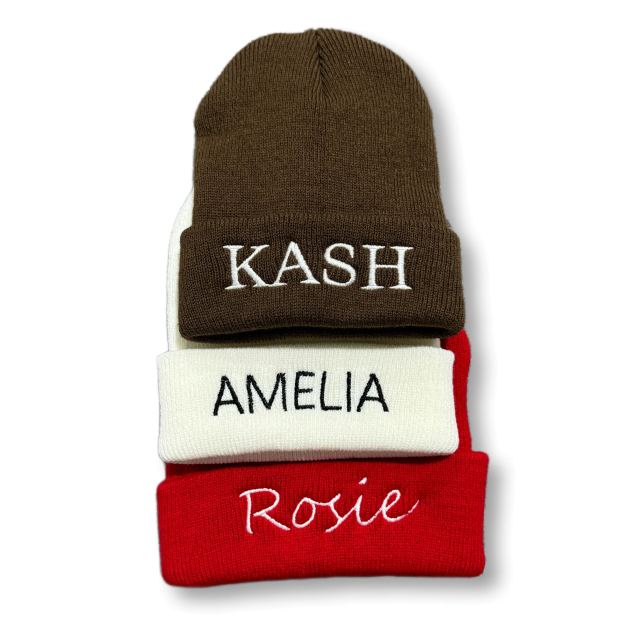 Embroidered Name Beanie Hat