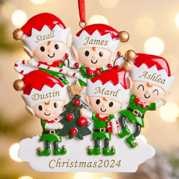 Image of Personalized Santa's Elves Family Christmas Ornament