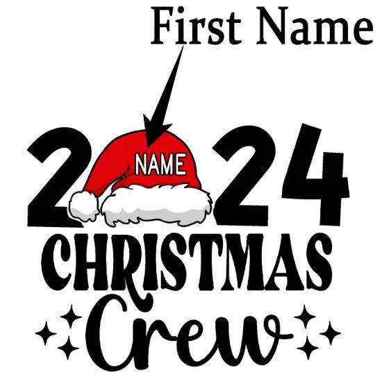 Personalized Christmas Crew 2024 Name On Santa Hat Shirts