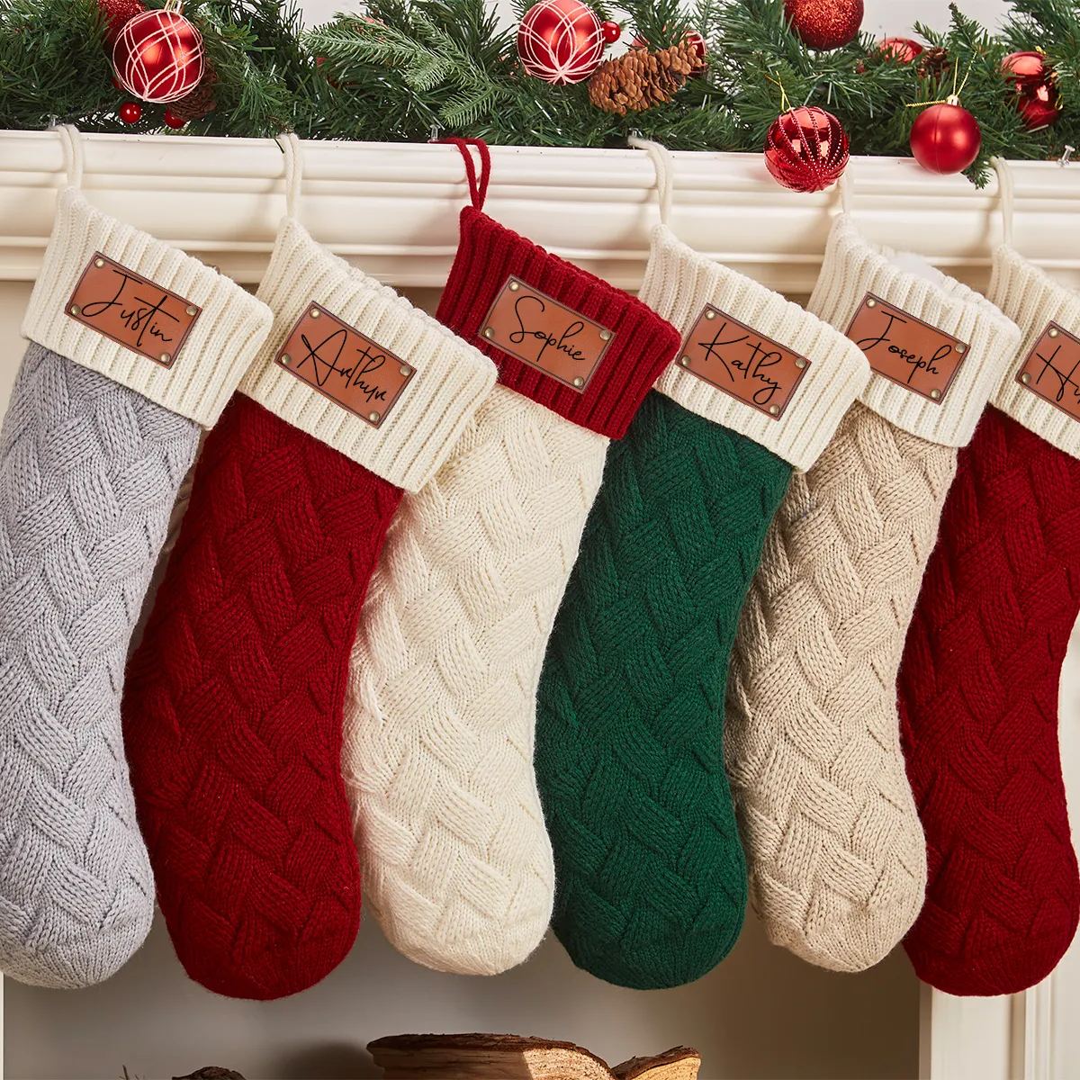 Personalised Knitted Mat Christmas Stockings Beepumpkin