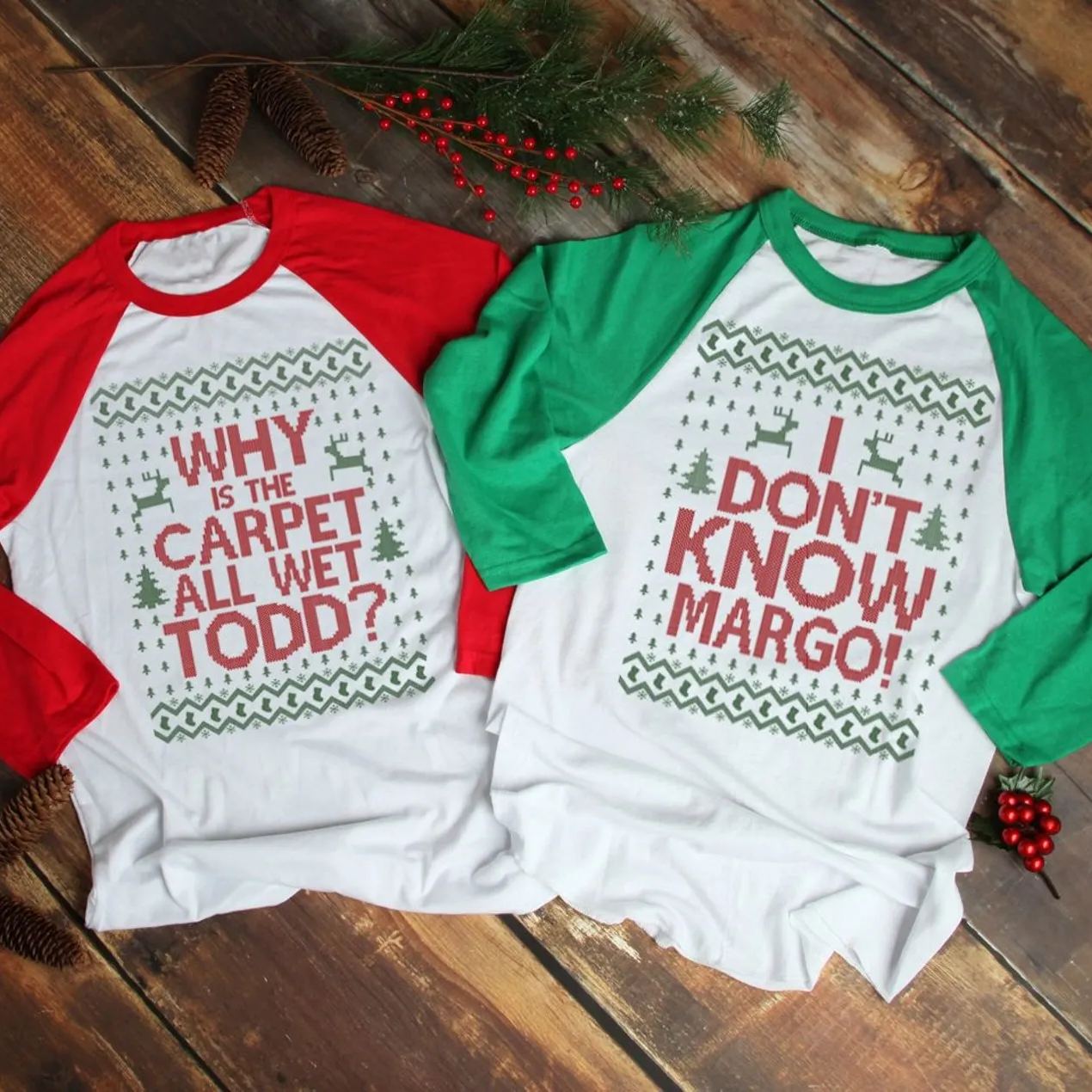 Christmas Vacation Todd And Margo Matching Raglan Sleeves T-Shirts Beepumpkin 