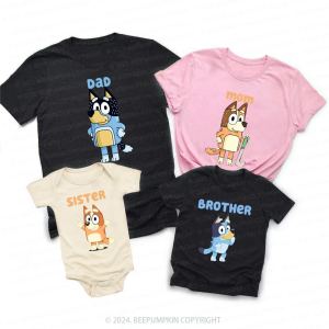 Image of Cartoon Dog Birthday Party Family Matching Tees