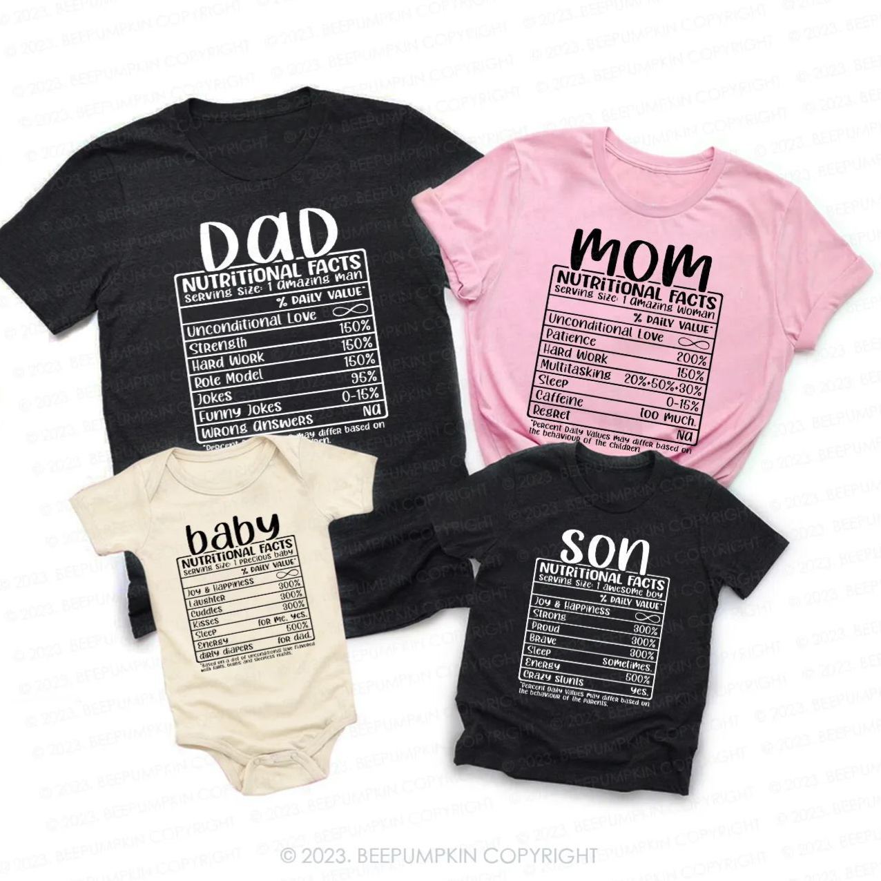 Funny Family Nutrition Facts Family Matching Shirts