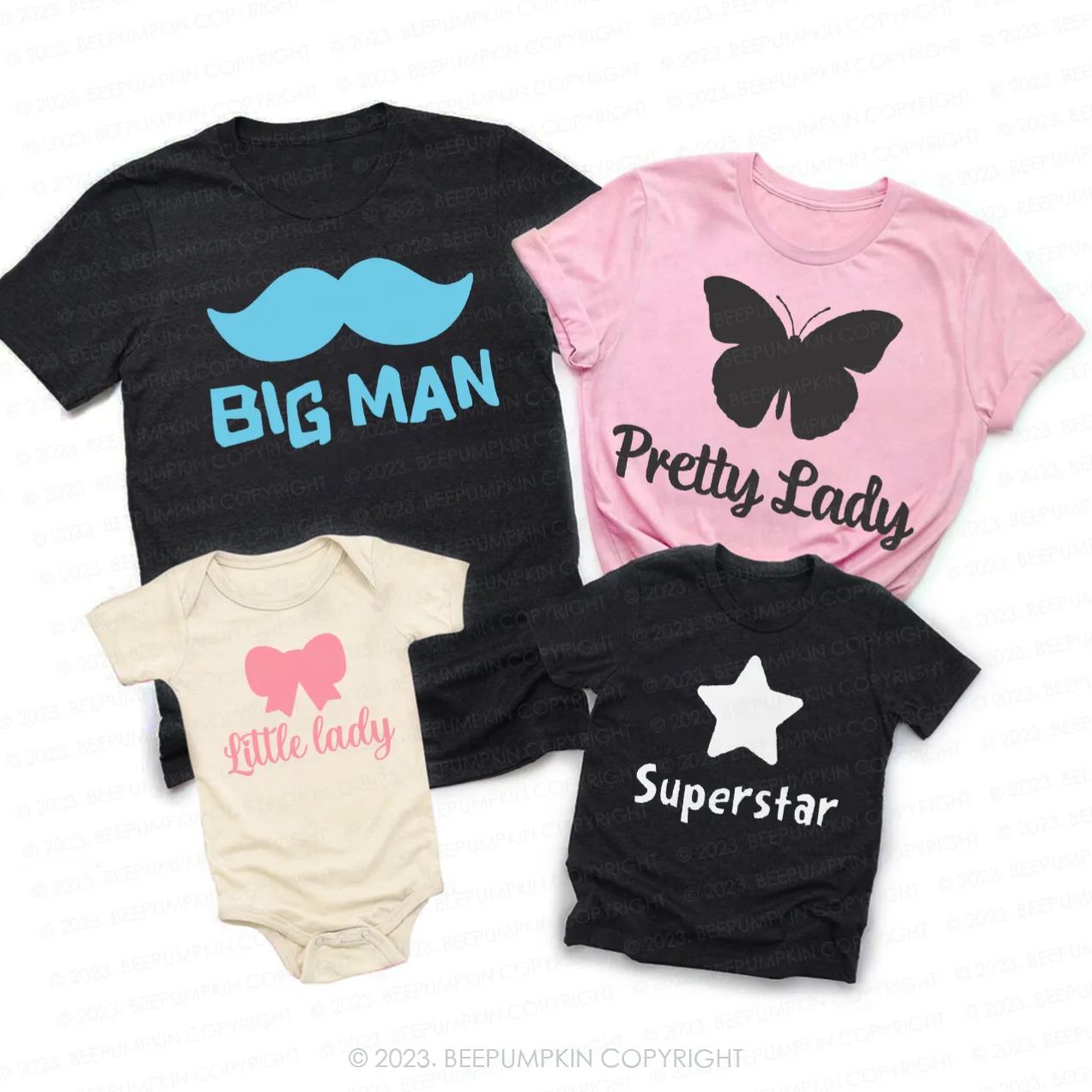 Personalized Pretty Lady & Superstar Family Matching T-shirts
