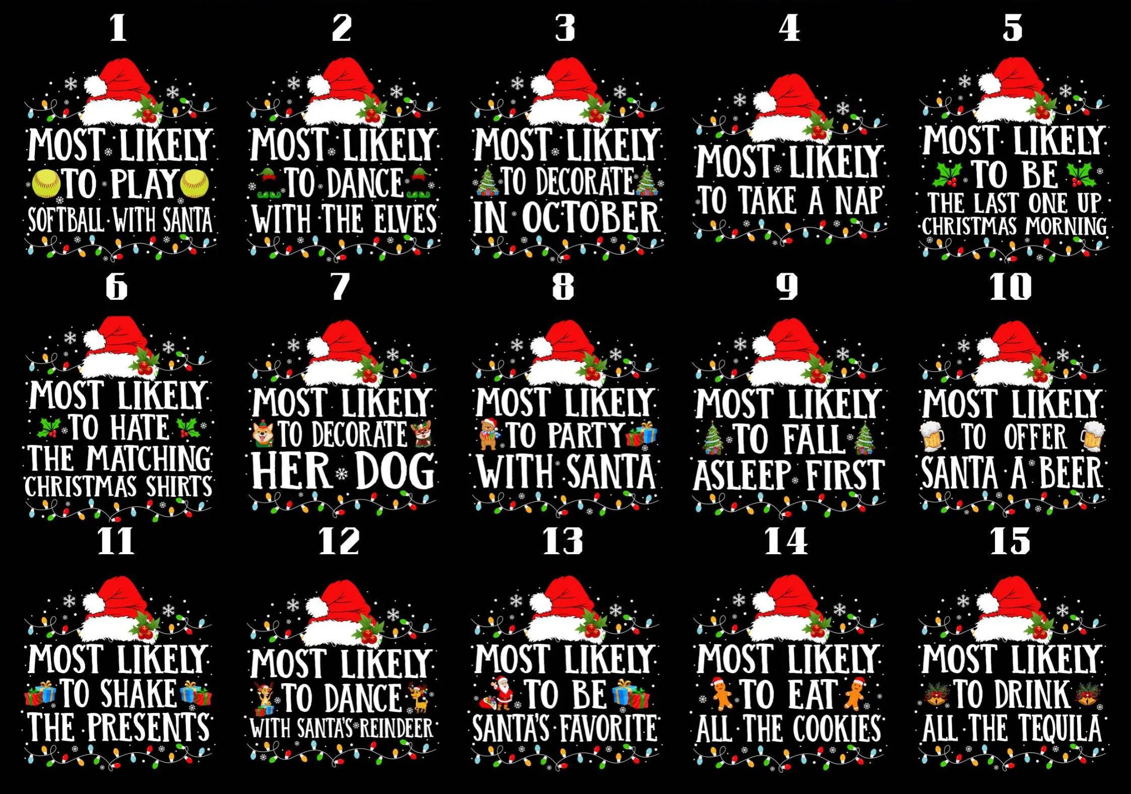Most Likely Christmas Santa Hat Family Matching T-Shirts Beepumpkin