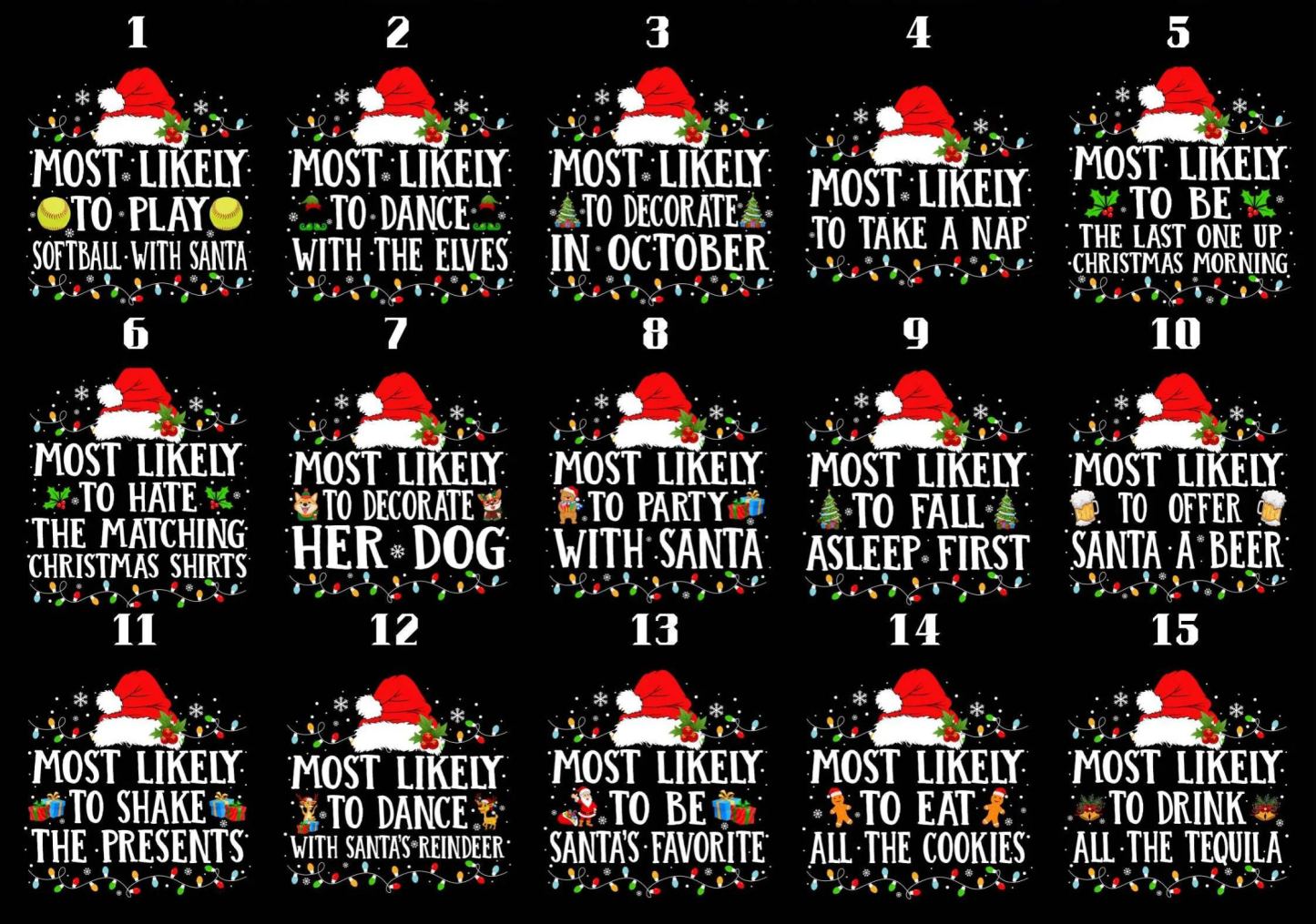Most Likely Christmas Santa Hat Family Matching T-Shirts Beepumpkin