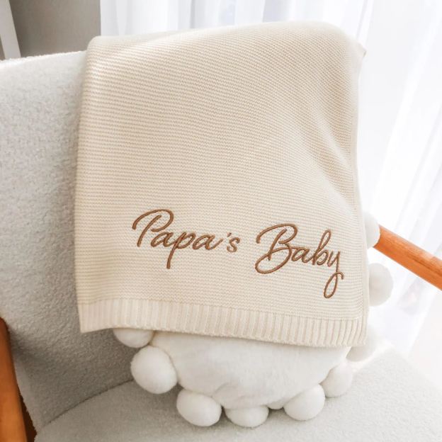 Personalized Baby Name Soft Cotton Knit baby blanket