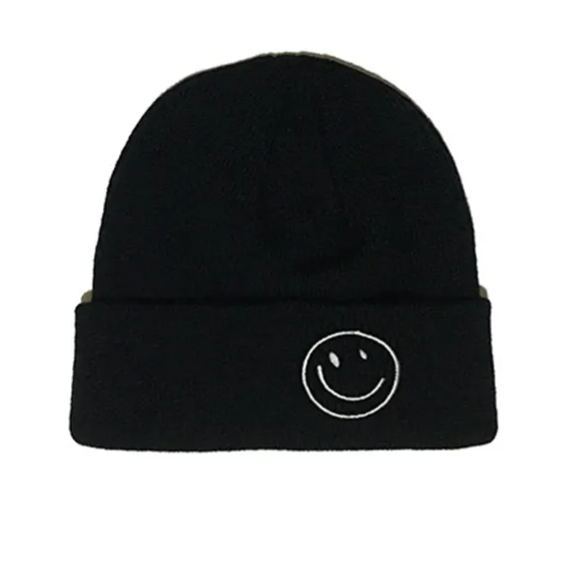 Smiley Embroidered Knitted Hat 