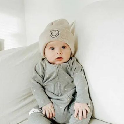 Smiley embroidered Knitted Hat 