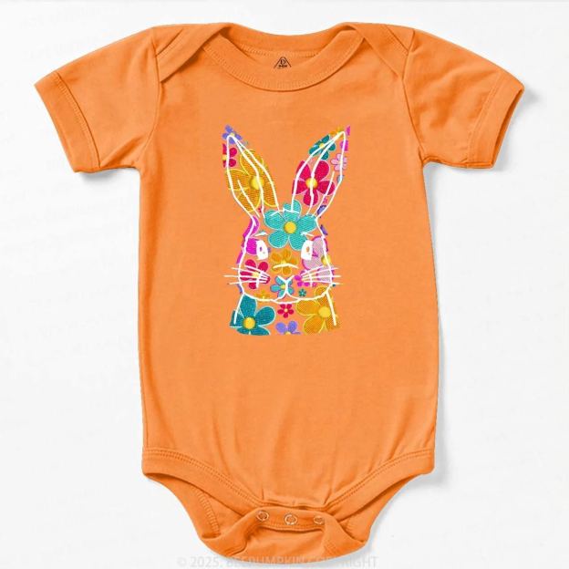 Bright Floral Bunny Easter Bodysuit Beepumpkin