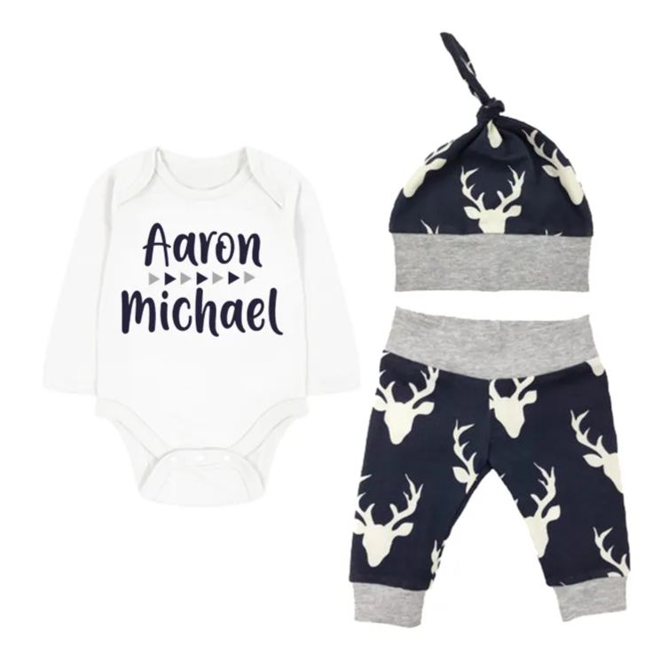 Personalized Name Elk Coming Home Outfit Sets