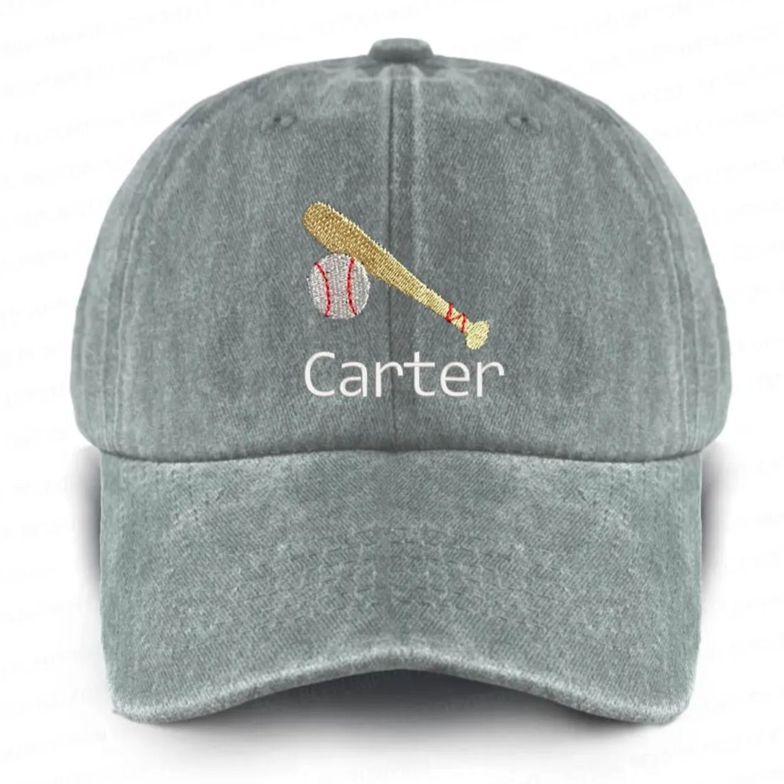 Personalized Embroidered Career Distressed Washed Peaked Cap For Kids