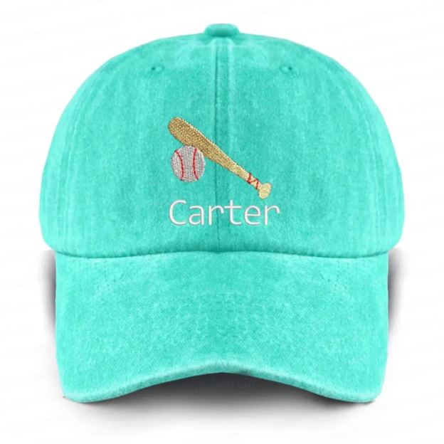 Personalized Name Embroidered Baseball Career Washed Baseball Cap For Kids