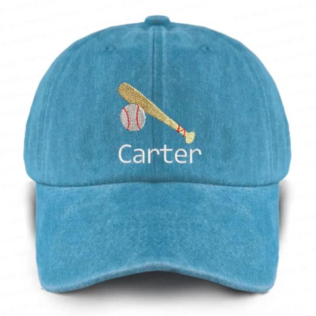 Personalized Name Embroidered Baseball Career Washed Baseball Cap For Kids