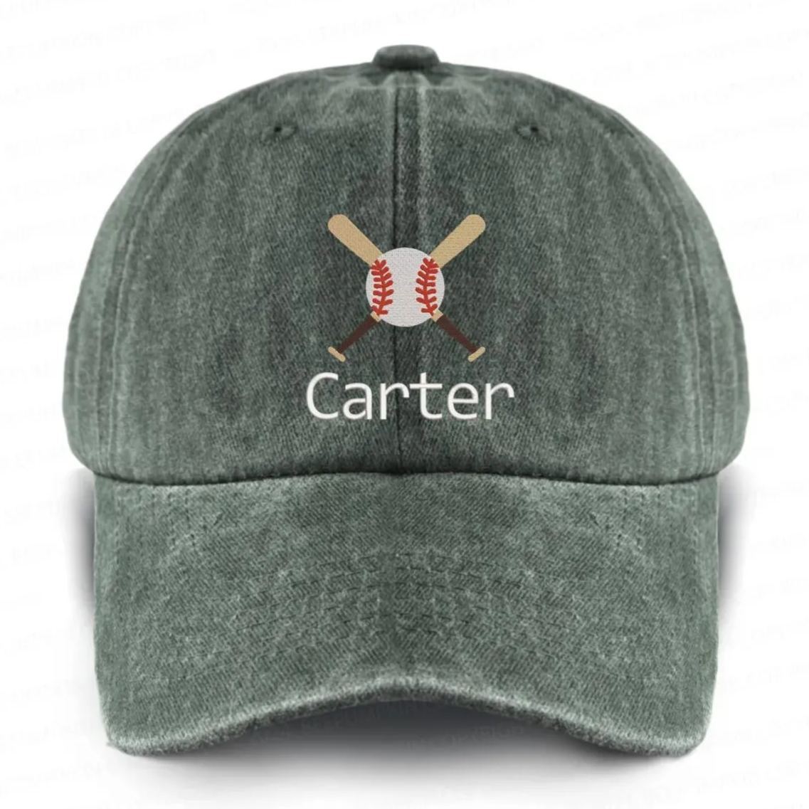 Personalized Name Embroidered Sports Career Washed Baseball Cap For Kids