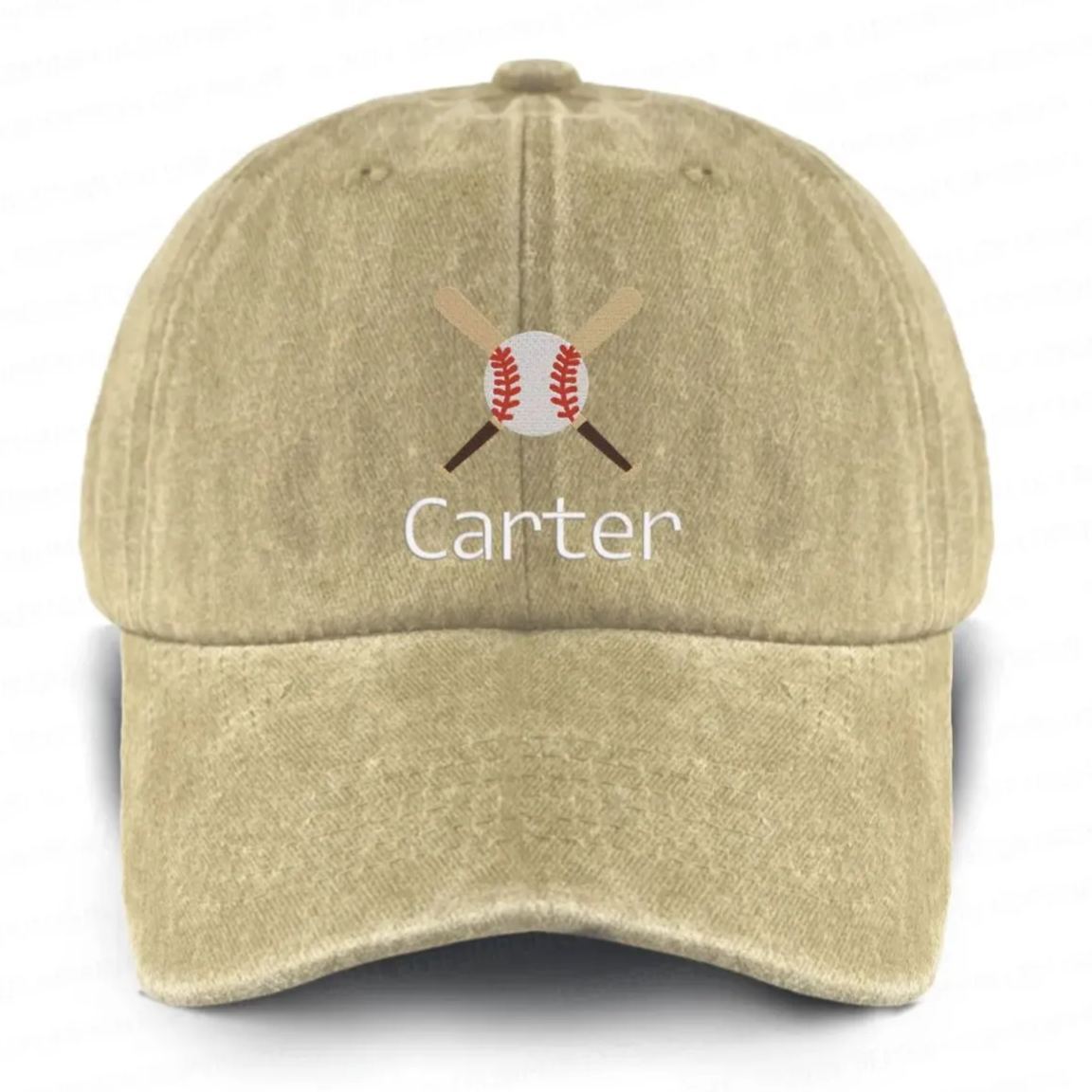 Personalized Name Embroidered Sports Career Washed Baseball Cap For Kids