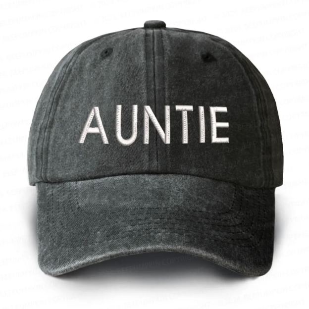 Vintage Washed AUNTIE Embroidered Baseball Cap