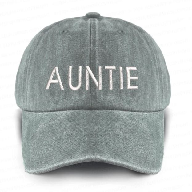 Vintage Washed AUNTIE Embroidered Baseball Cap