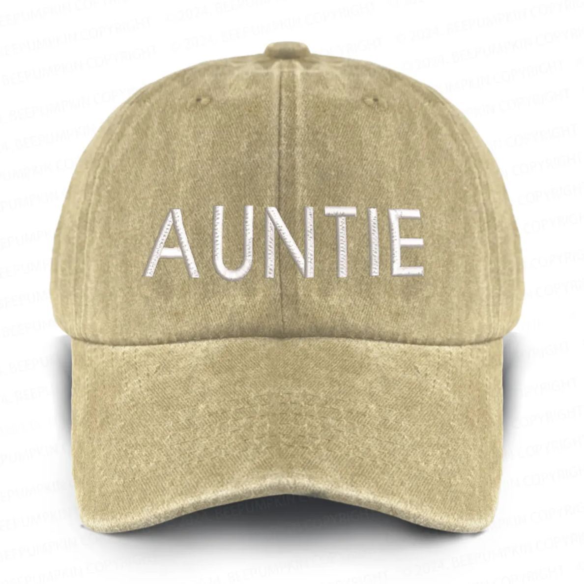 Vintage Washed AUNTIE Embroidered Baseball Cap