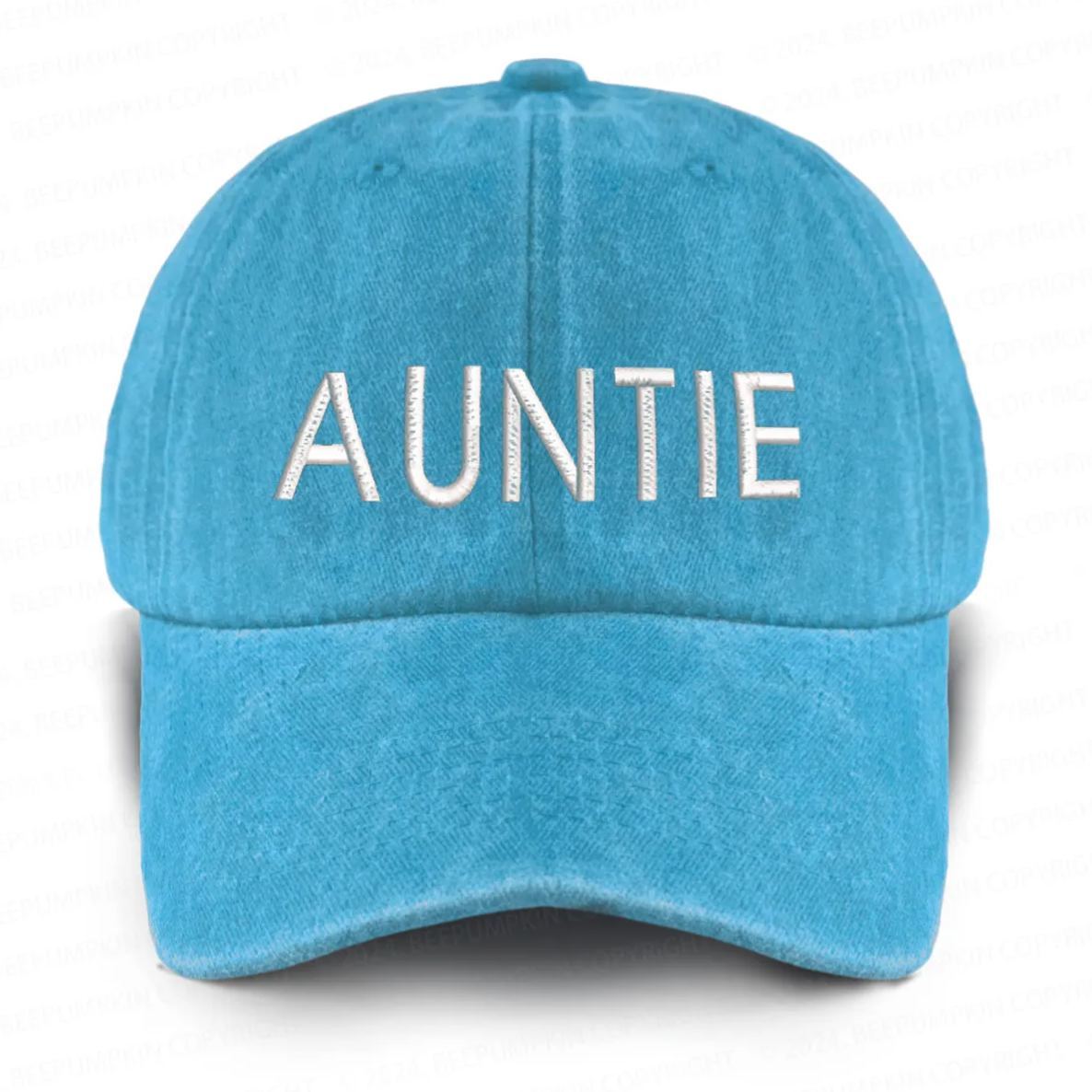 Vintage Washed AUNTIE Embroidered Baseball Cap