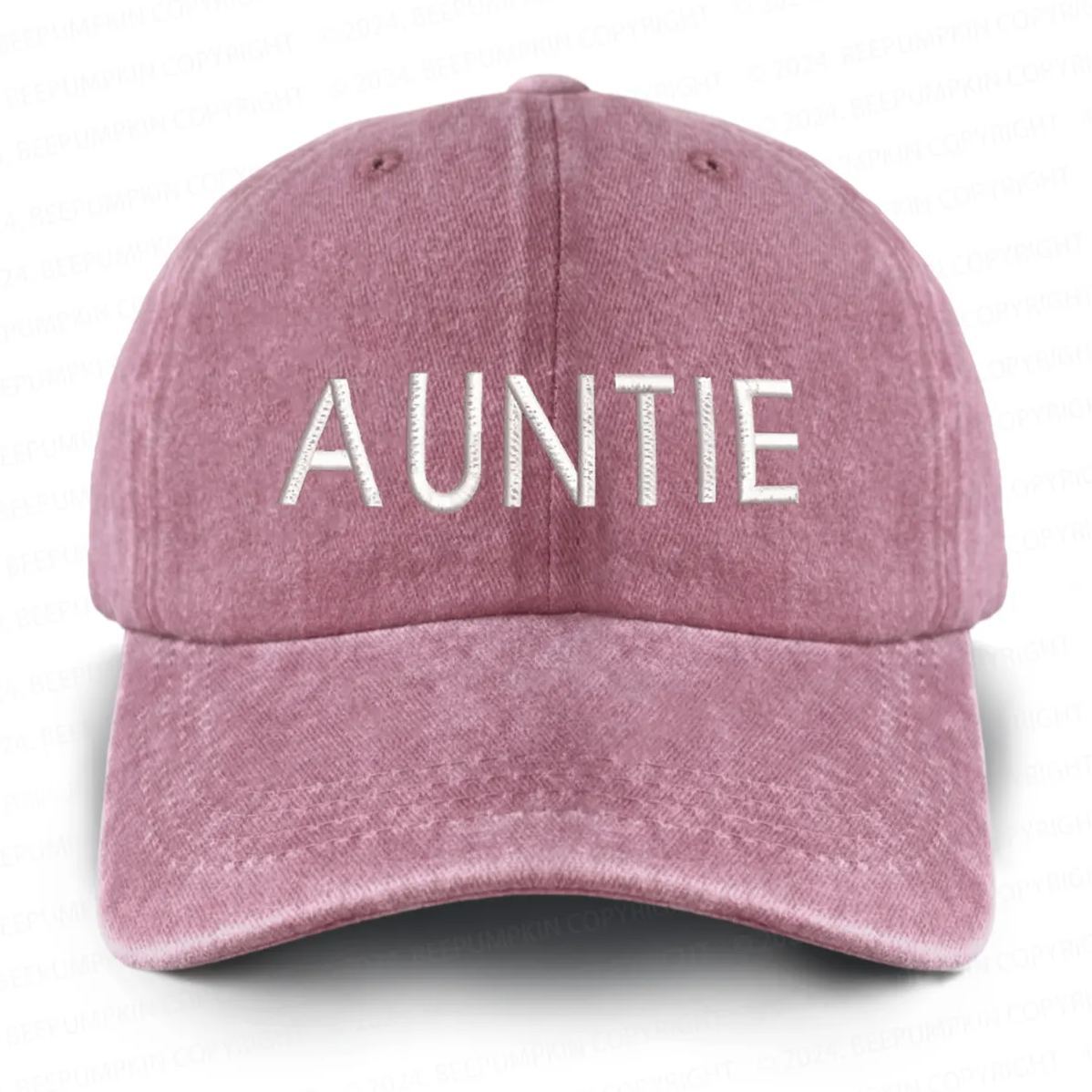 Vintage Washed AUNTIE Embroidered Baseball Cap